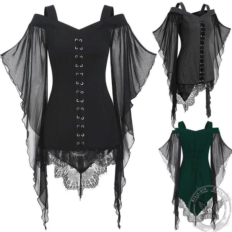 Butterfly Wing Sleeve Polyester Gothic Top