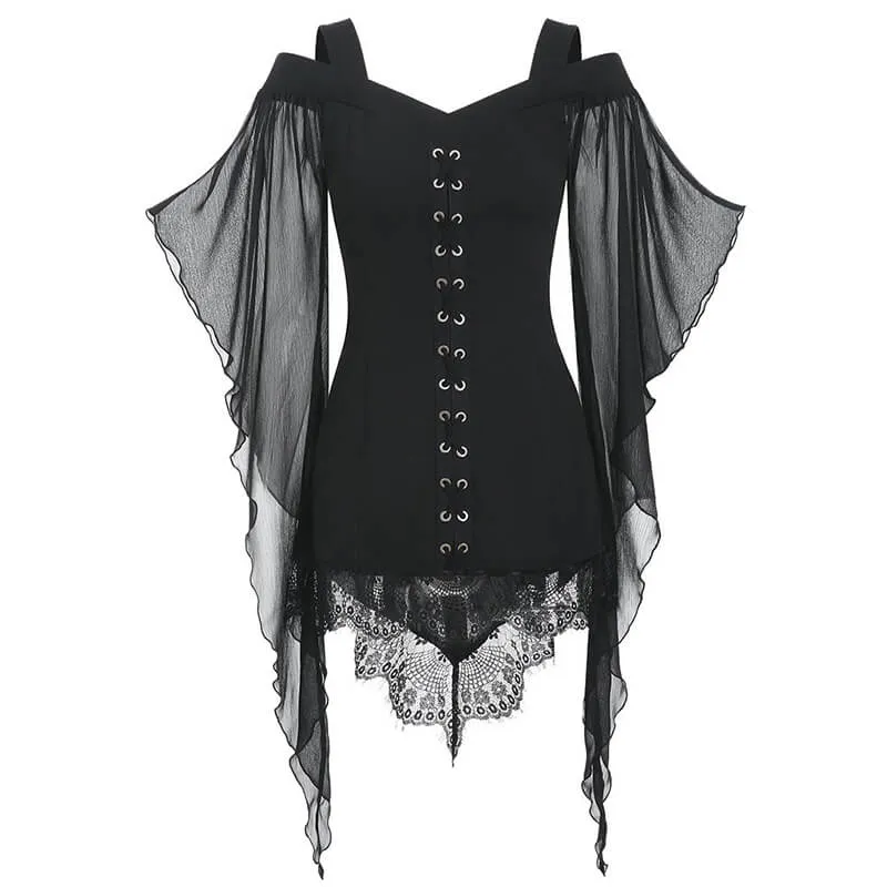 Butterfly Wing Sleeve Polyester Gothic Top