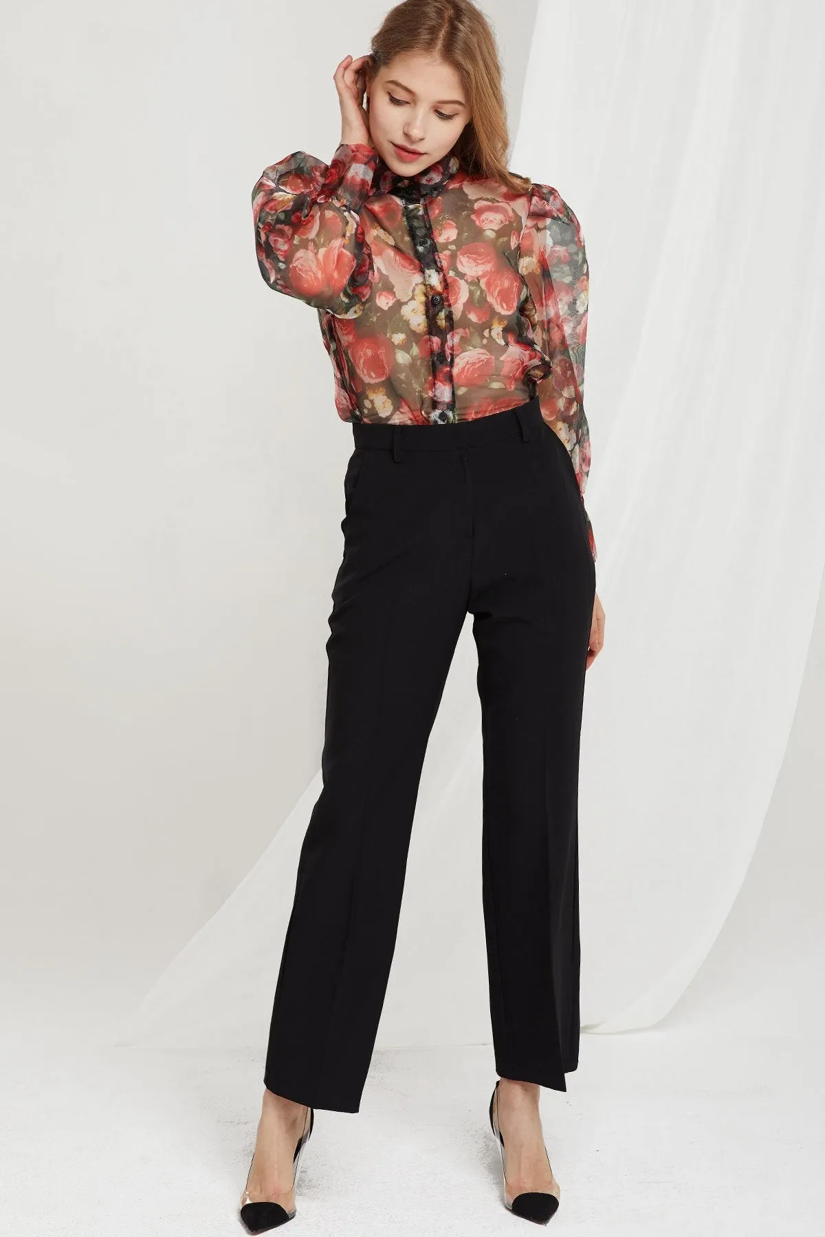 Callie Rose Printed Organza Blouse