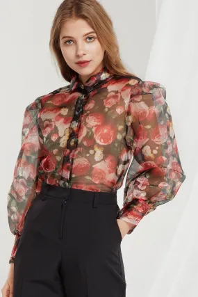 Callie Rose Printed Organza Blouse