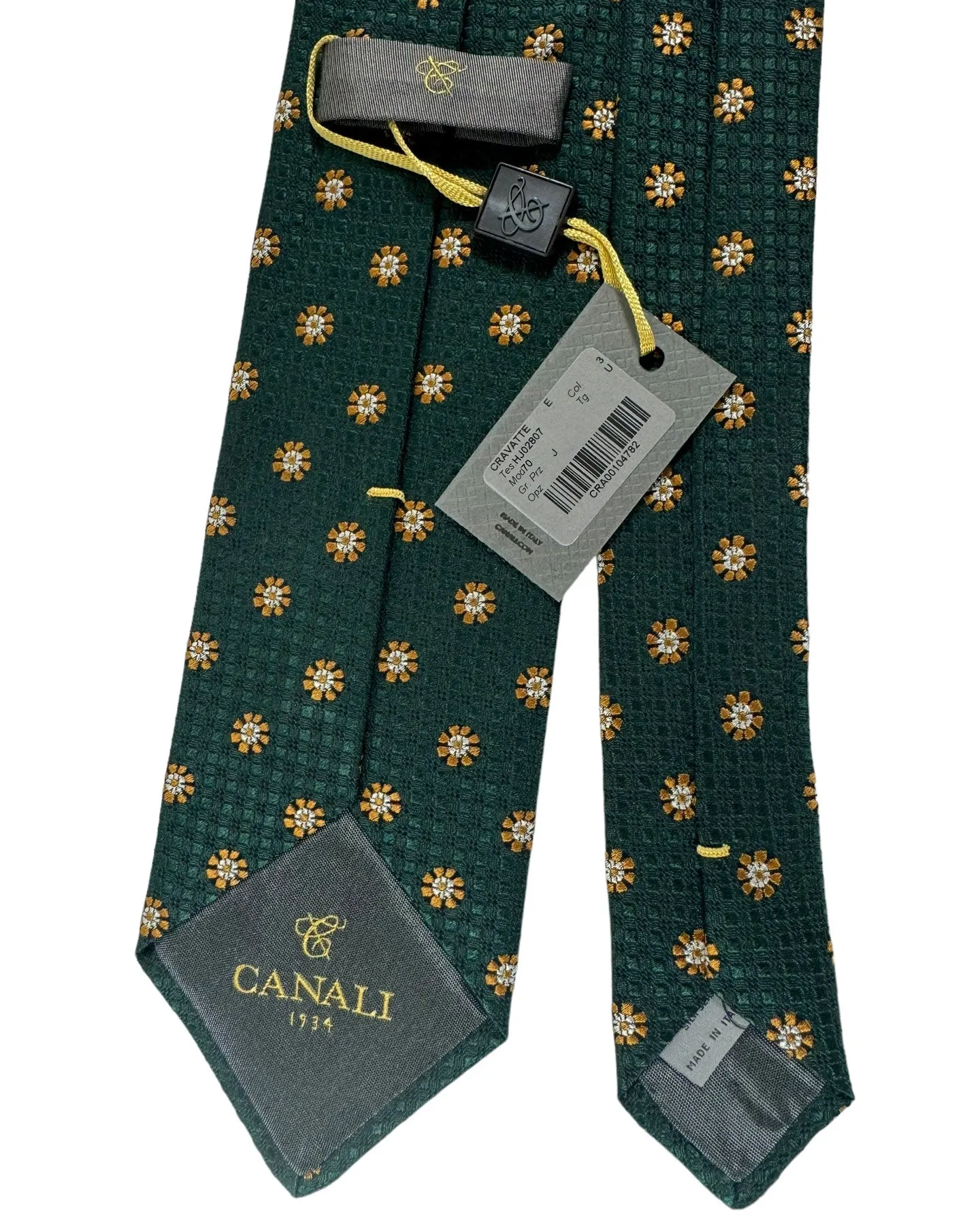 Canali Silk Tie Dark Green Floral Pattern - 2024 Collection