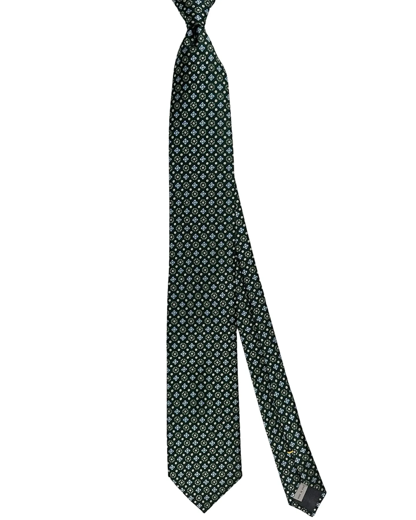 Canali Silk Tie Green Sky Blue Geometric Pattern - Classic Italian