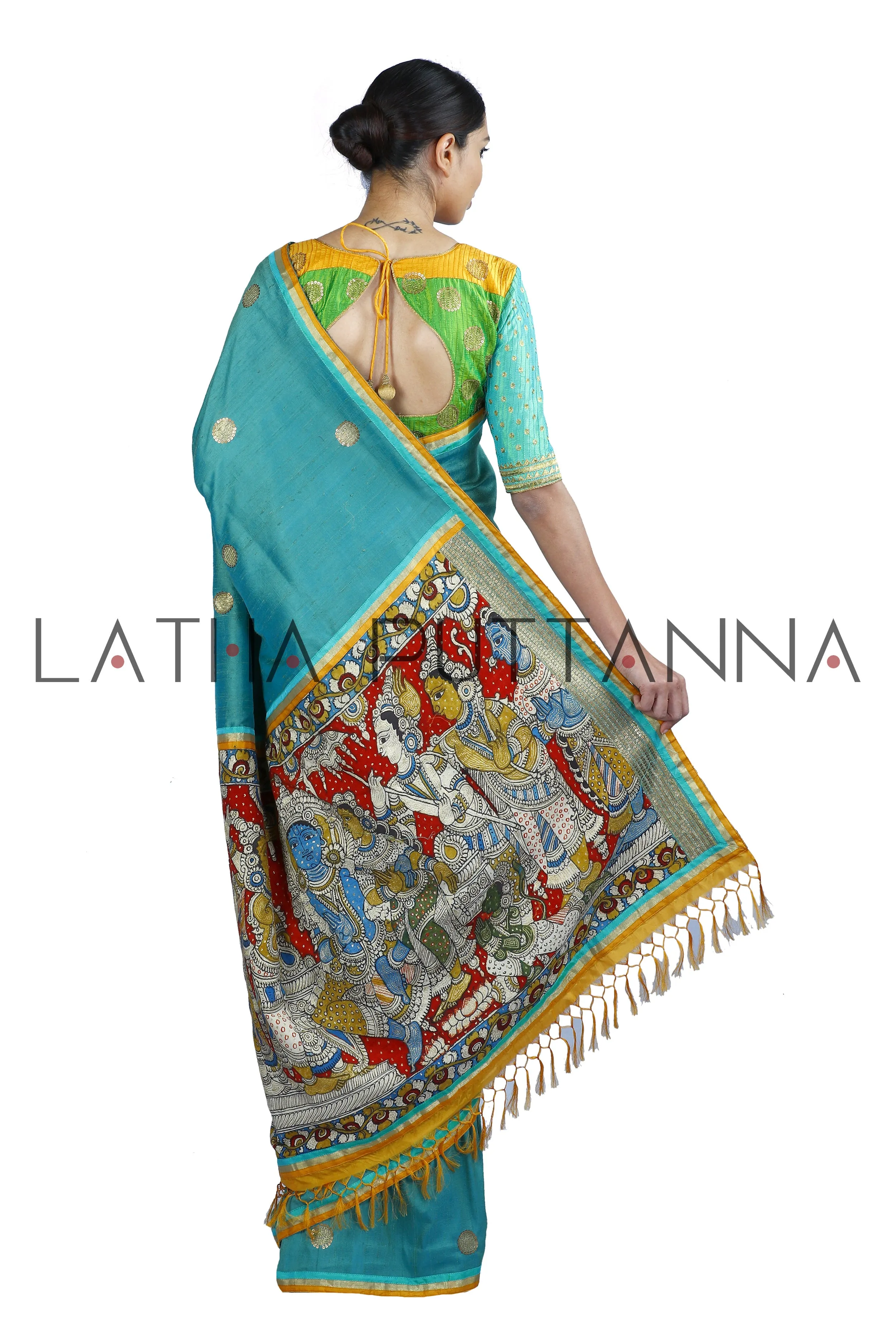 Chola – Heritage Teal Raw Silk Saree