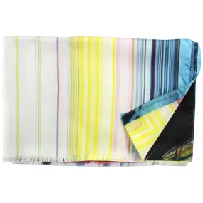 Christian Lacroix Scarf Original Print Yellow Blue Green Stripes FINAL SALE