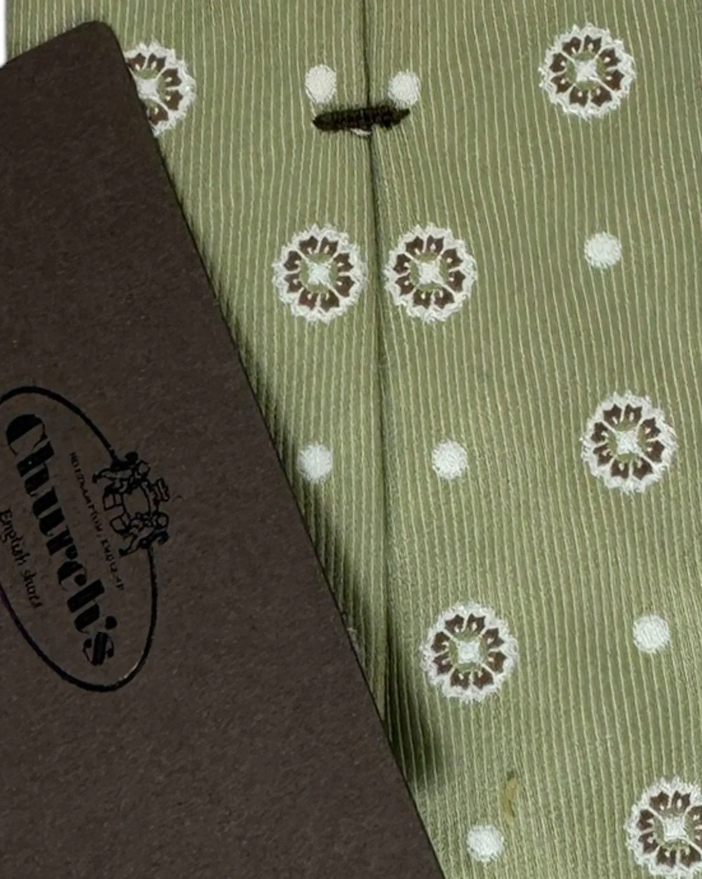 Church's Tie Sage Gray Green Mini Floral FINAL SALE