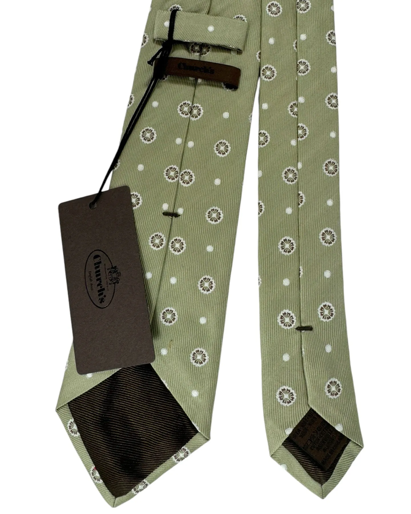 Church's Tie Sage Gray Green Mini Floral FINAL SALE