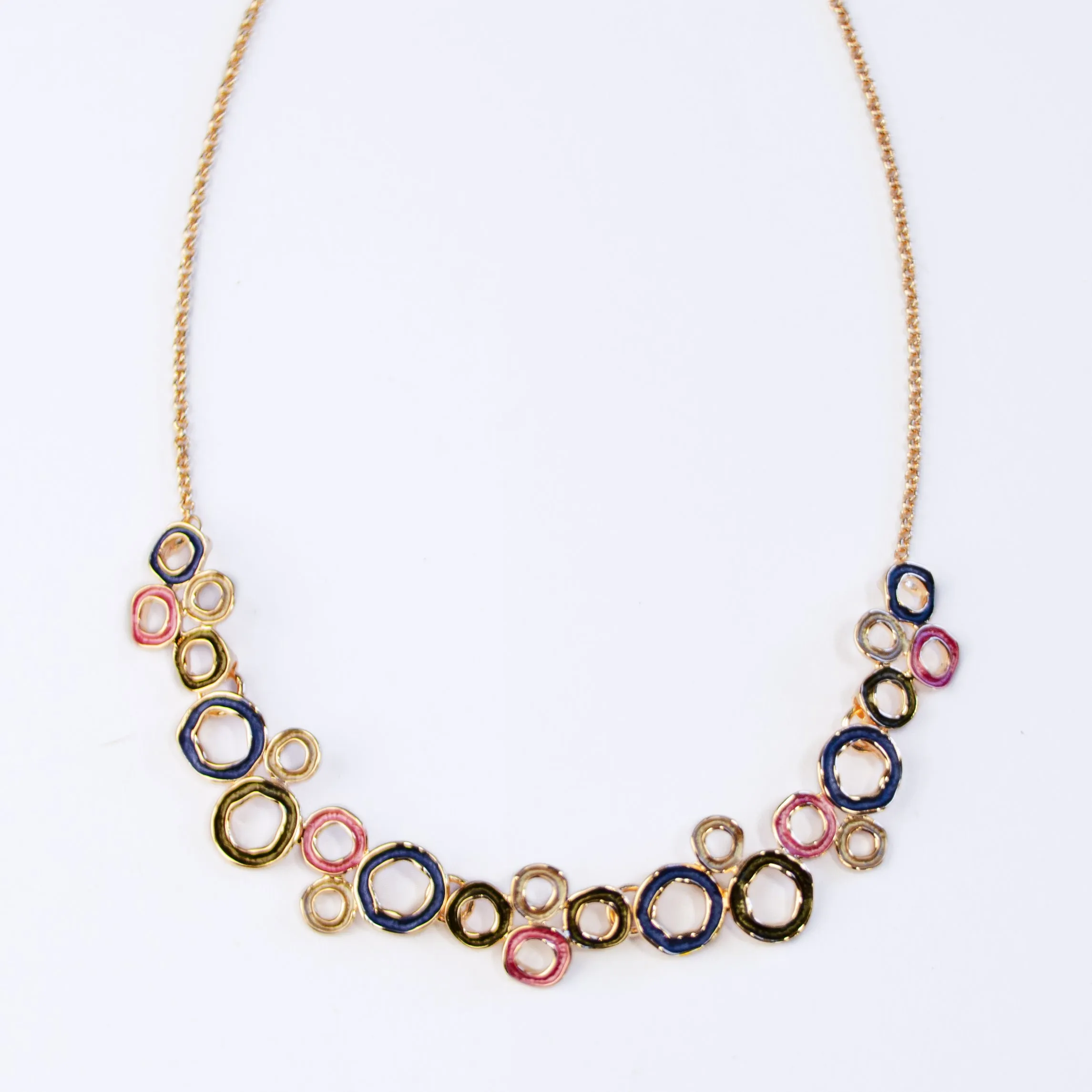 Connected Circles Multi Color Necklace