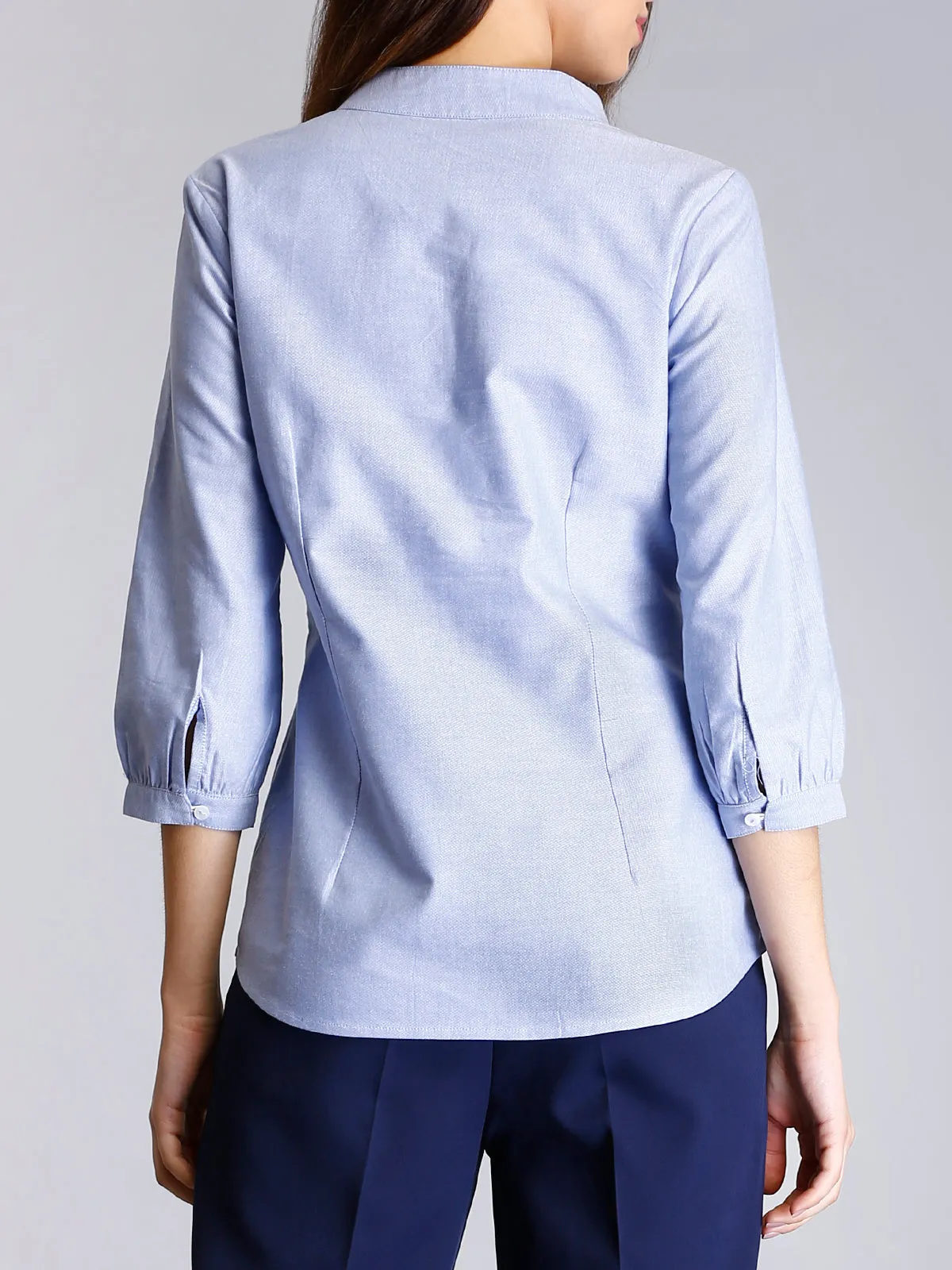 Cotton Gather Detail Top - Light Blue