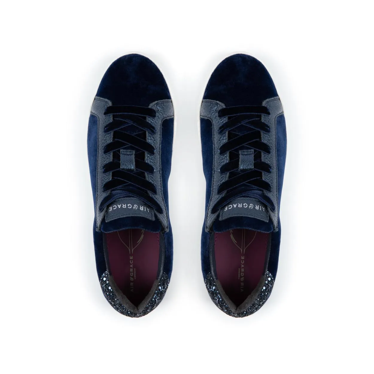 Cru: Navy Velvet & Glitter Trainers