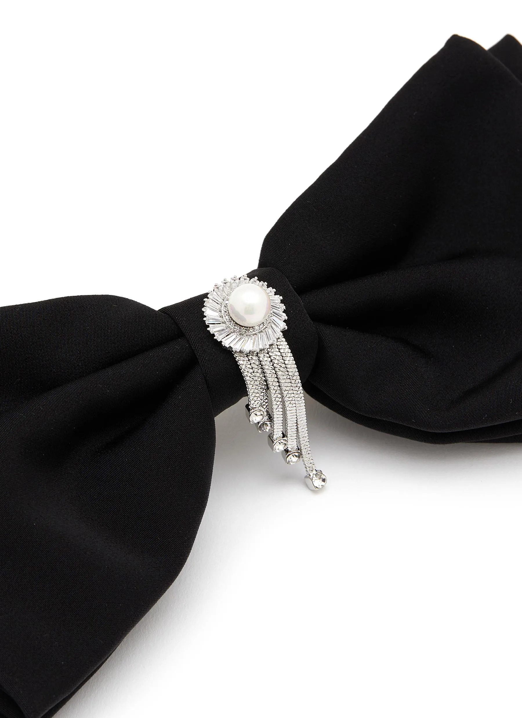 CRYSTAL PAVÉ FAUX PEARL HAIR BOW