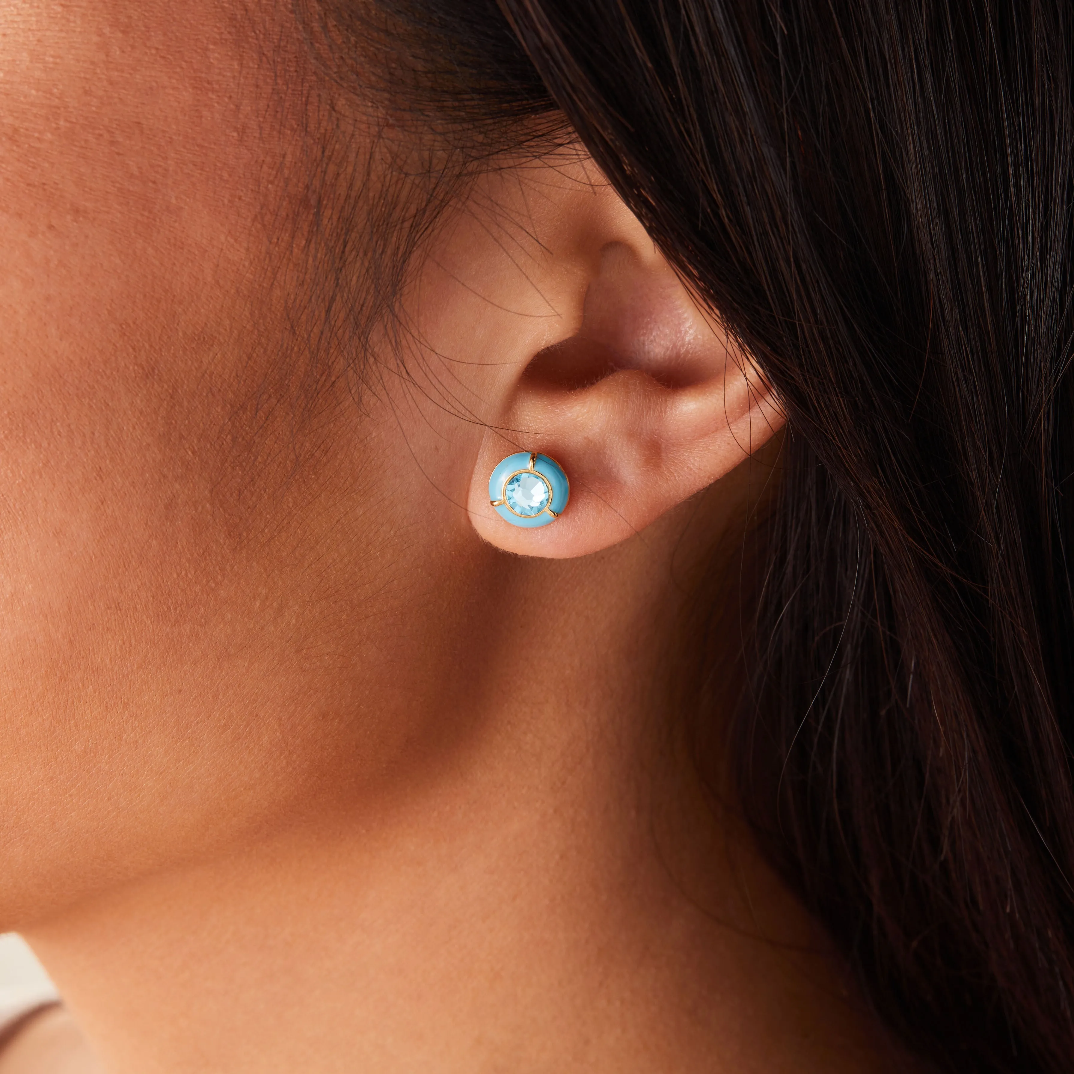 Crystal Stud Earrings, Sky Blue