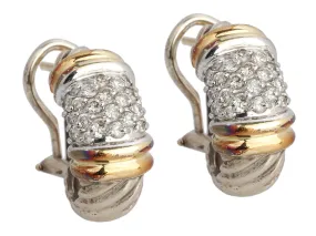 David Yurman Vintage Two-Tone Pavé Diamond Thoroughbred Shrimp Pierced Earrings