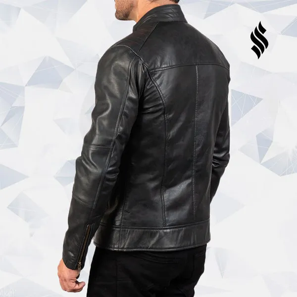 Dean Black Leather Biker Jacket