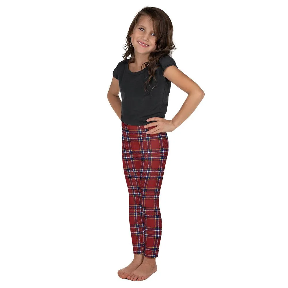 Deep Red Tartan Kid's Leggings