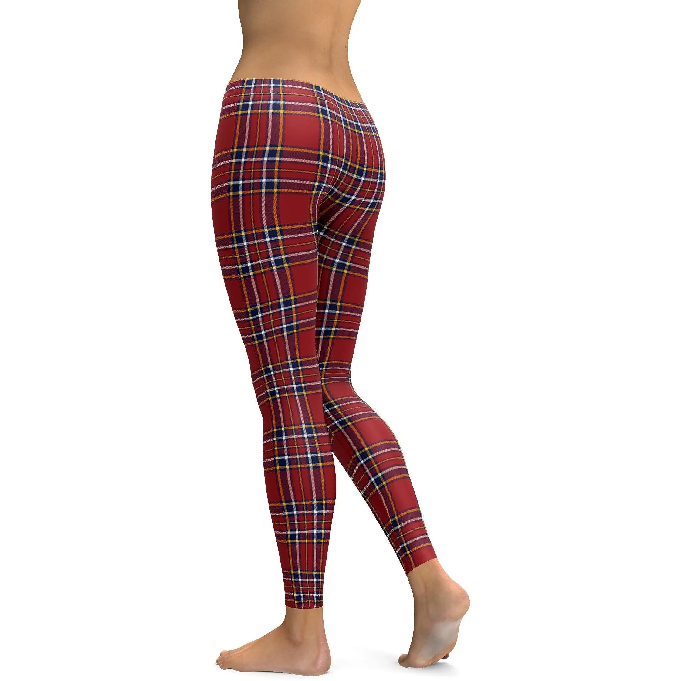 Deep Red Tartan Leggings