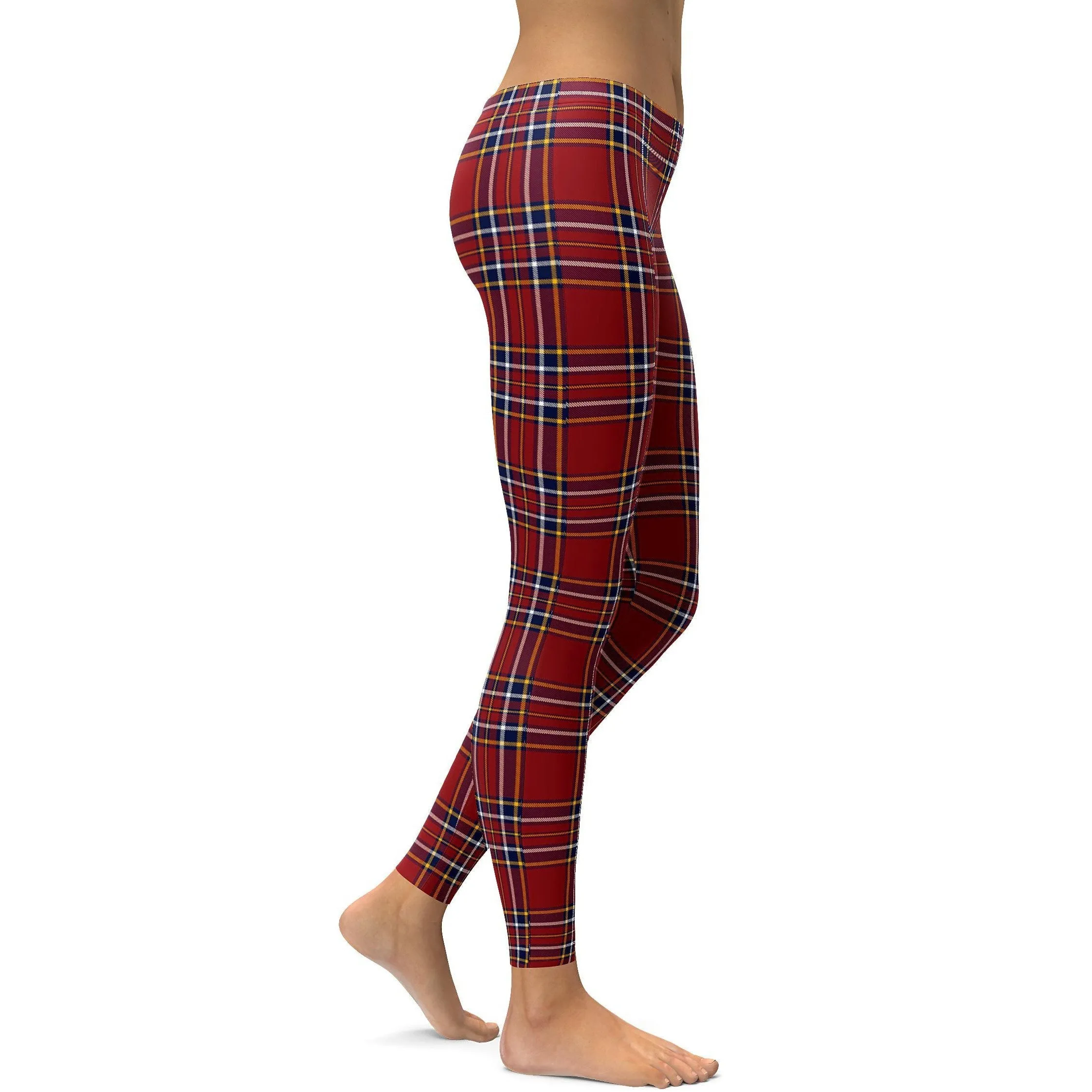 Deep Red Tartan Leggings