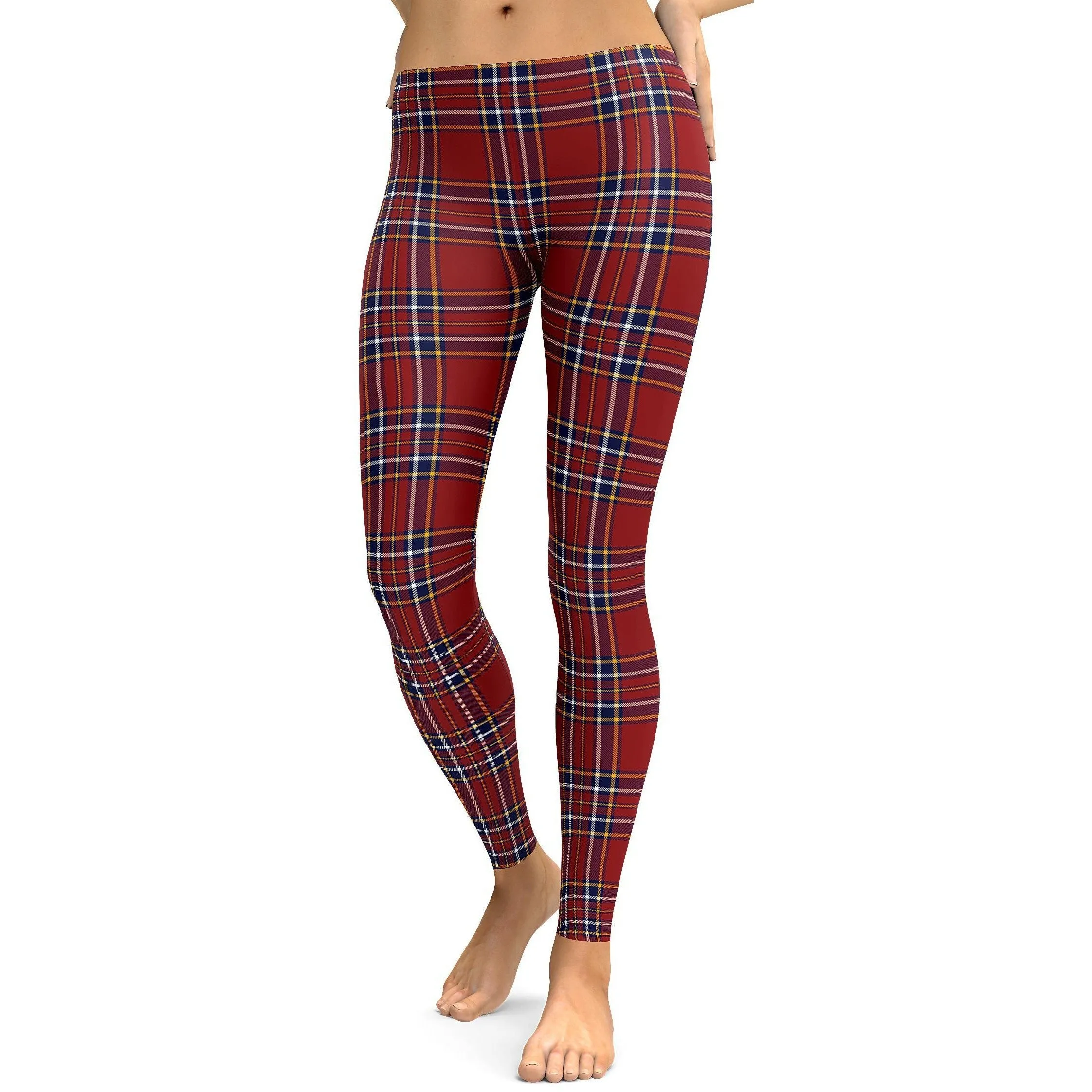 Deep Red Tartan Leggings