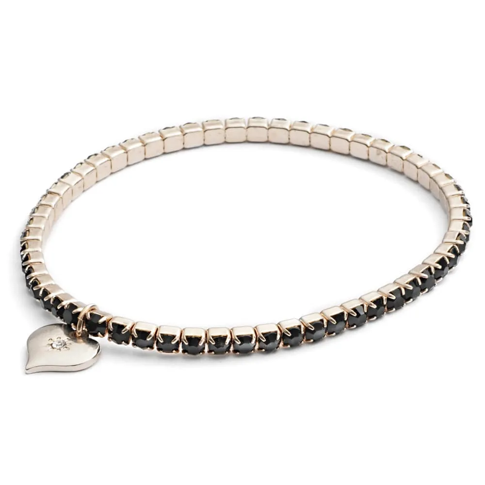 Diamante Colour Stretch Bracelet Gold Plating