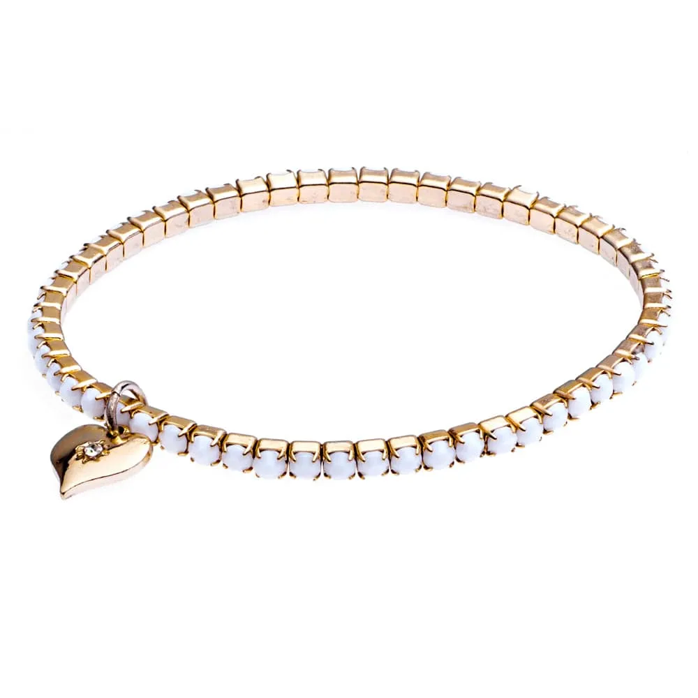 Diamante Colour Stretch Bracelet Gold Plating