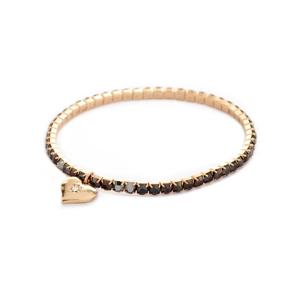 Diamante Colour Stretch Bracelet Gold Plating