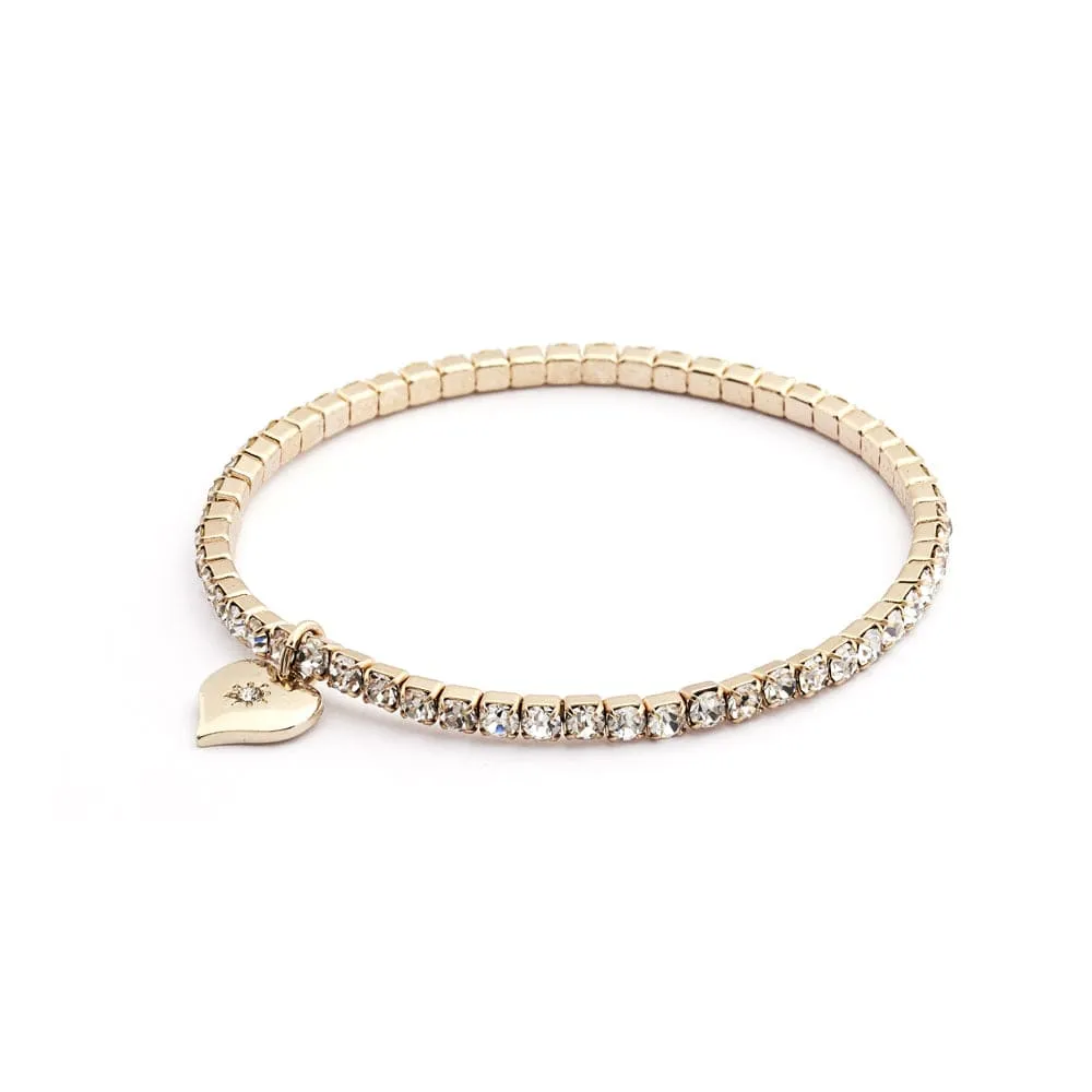 Diamante Colour Stretch Bracelet Gold Plating