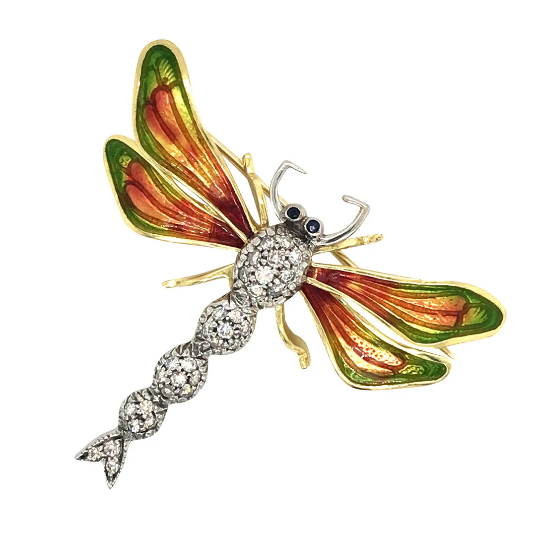 Diamond Dragonfly Brooch