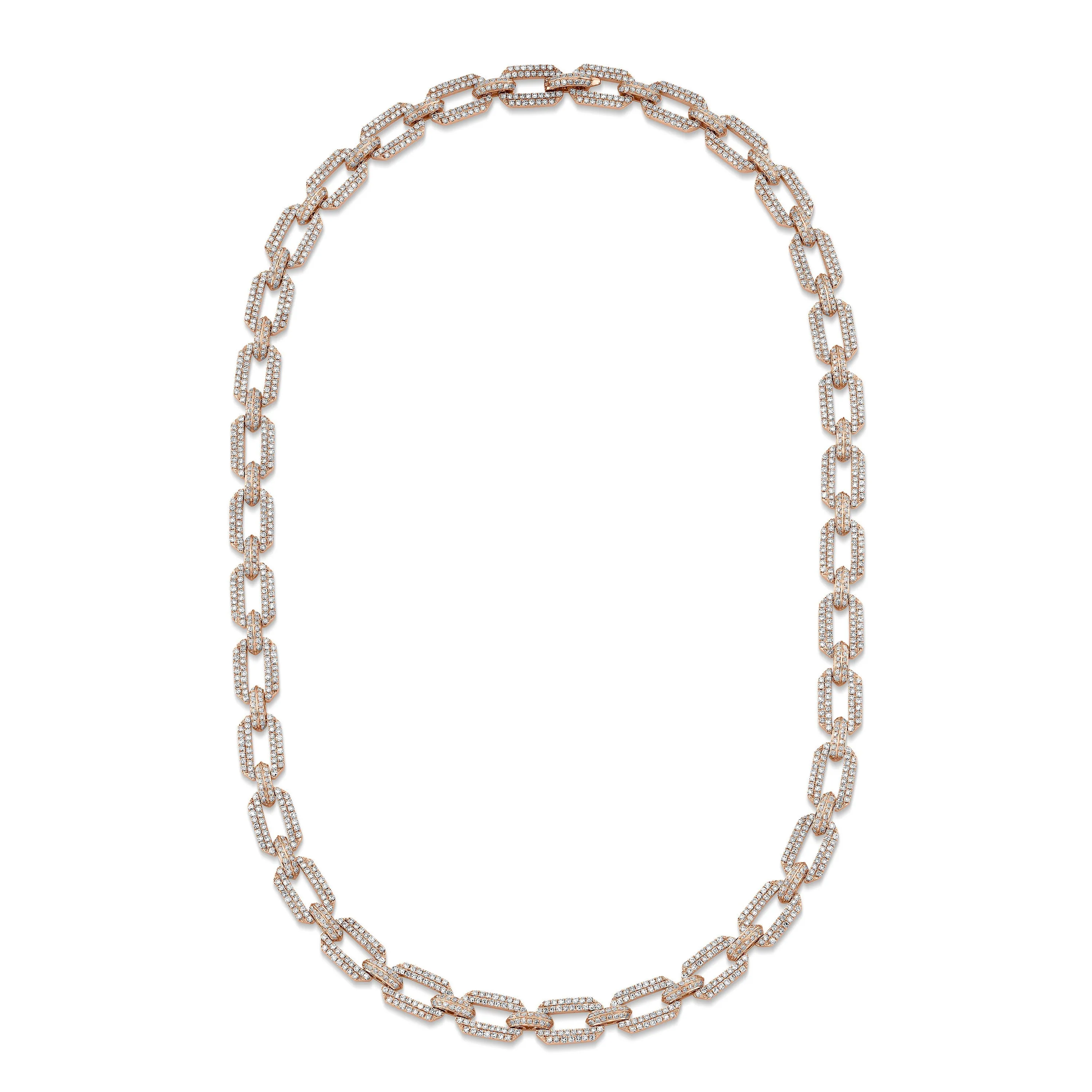 DIAMOND PAVE DOME FLAT LINK NECKLACE