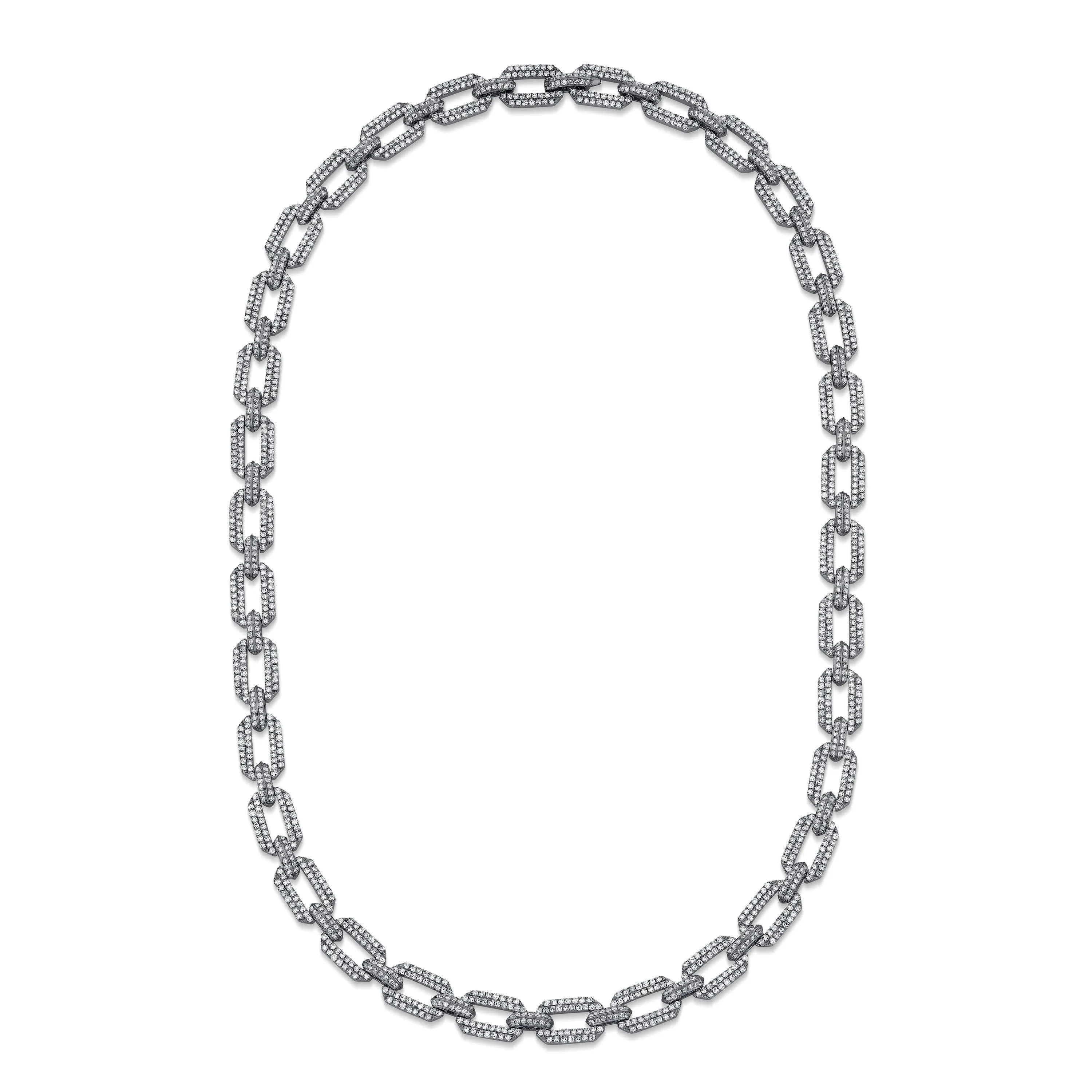 DIAMOND PAVE DOME FLAT LINK NECKLACE