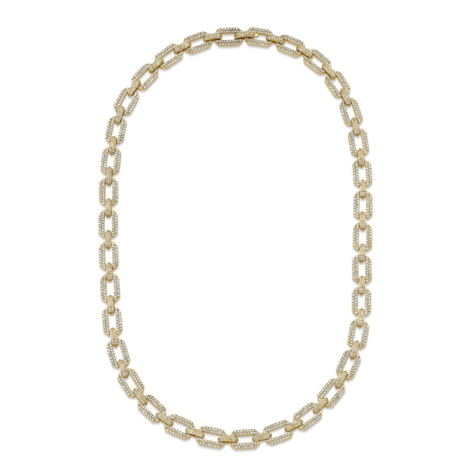 DIAMOND PAVE DOME FLAT LINK NECKLACE