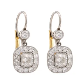 Edwardian Inspired Diamond Platinum Drop Earrings