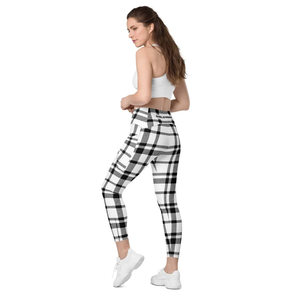 ELEVATED ESSENTIALS, THE PERFECT SIDE POCKET LEGGING WHITE CHECKS