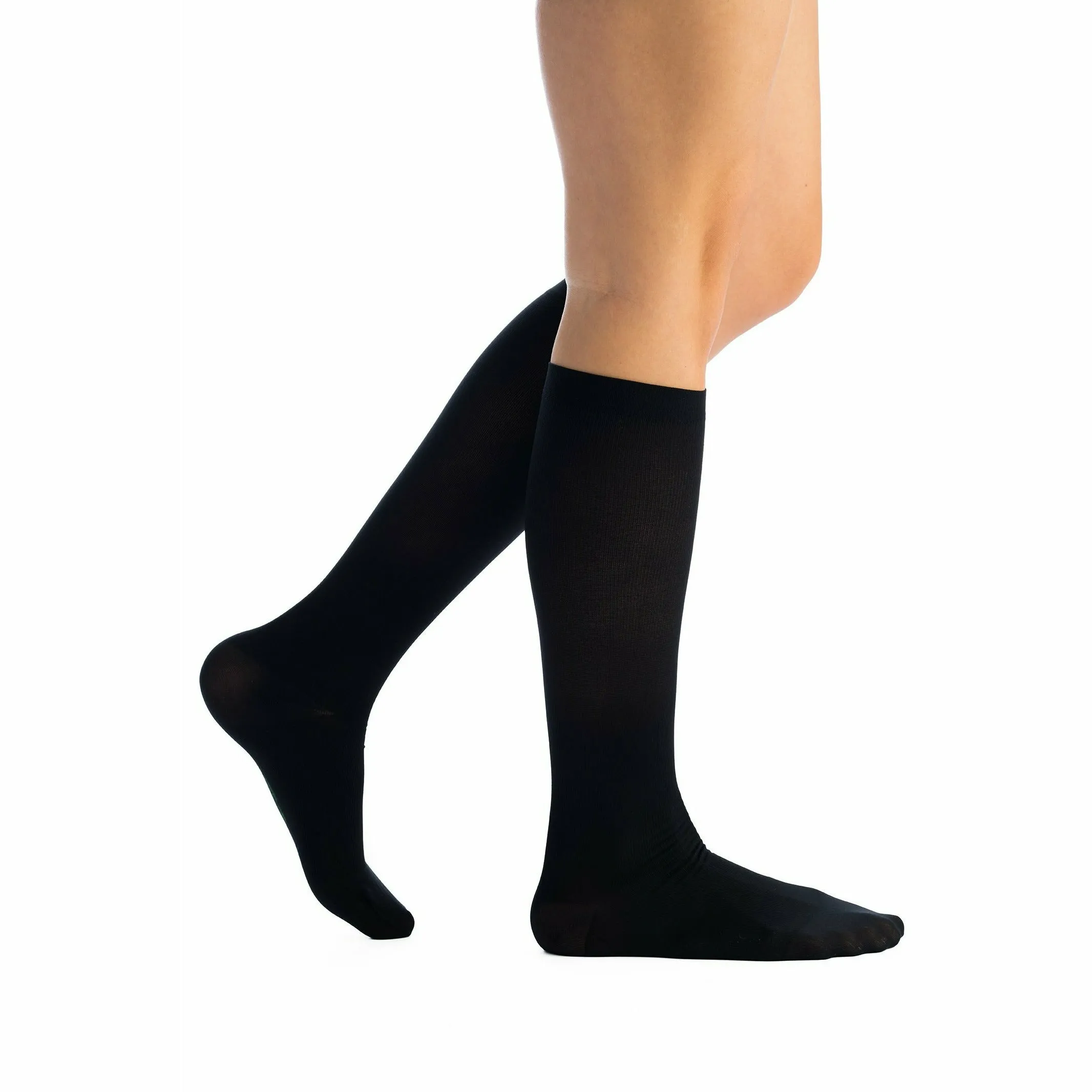 EvoNation Women's Solid Microfiber 15-20 mmHg Knee High