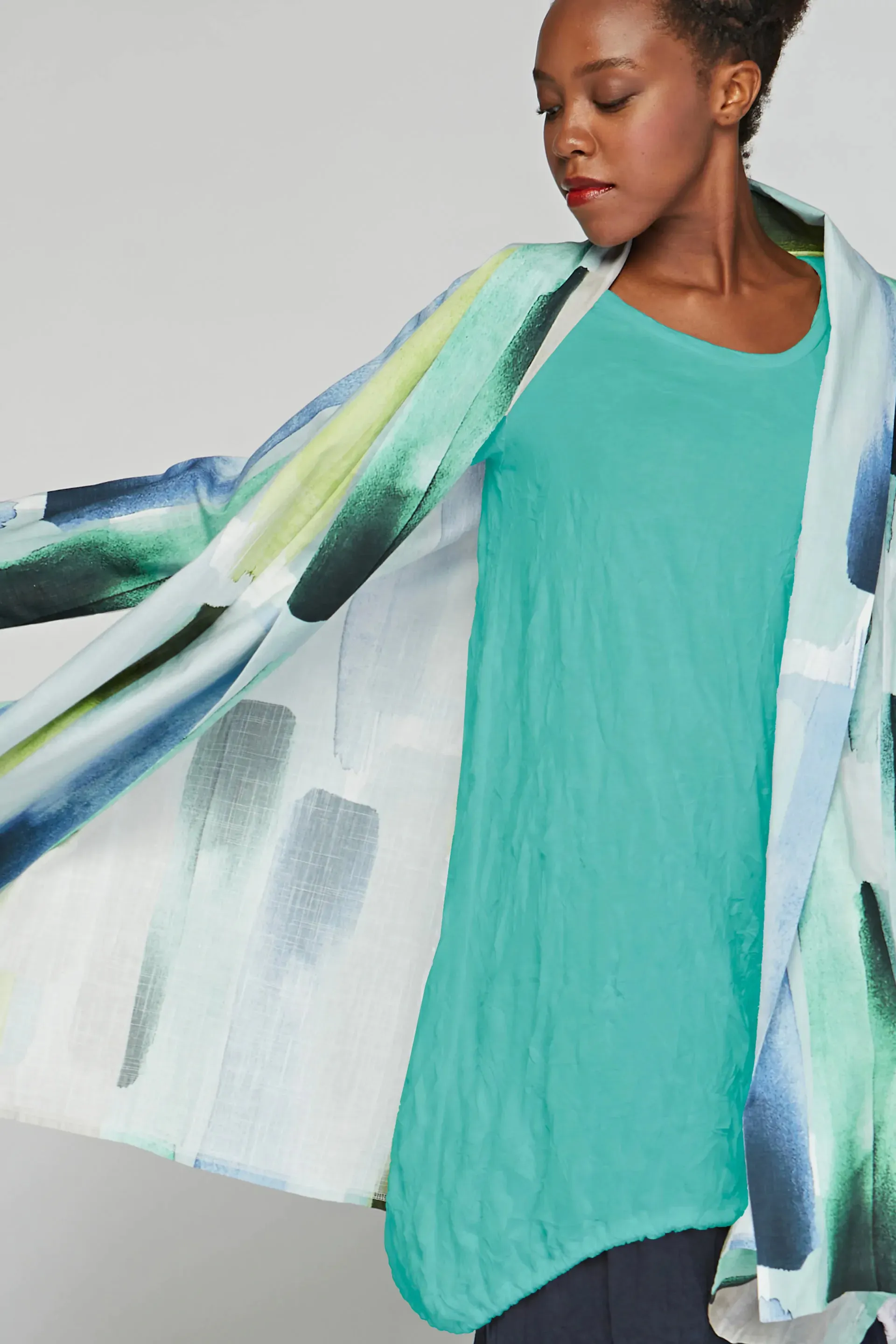 GALE Wrinkled viscose jersey tunic