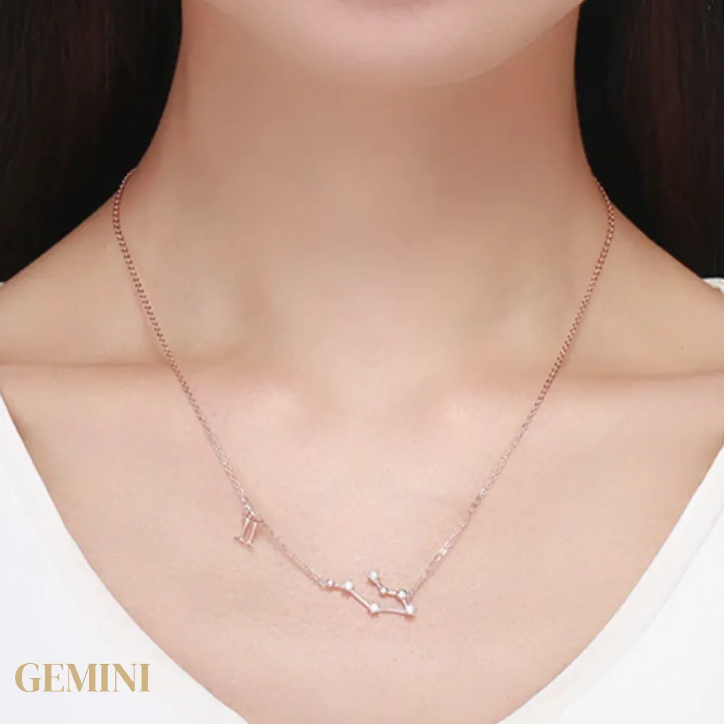 Gemini Constellation Necklace Rose Gold