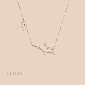 Gemini Constellation Necklace Rose Gold