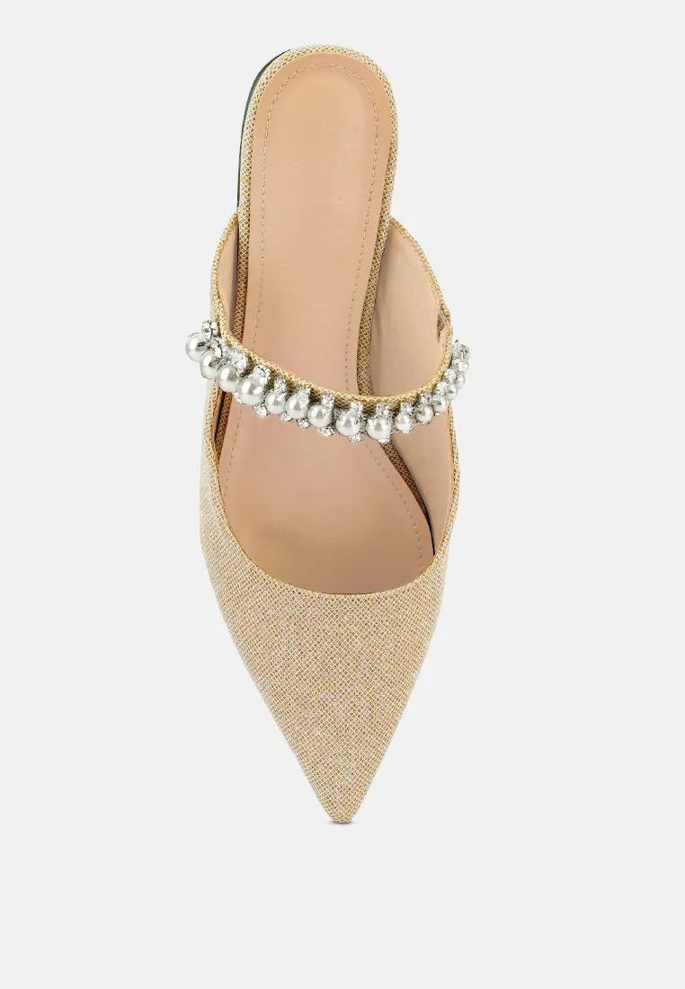 Geode Pearl Embellished Slip On Mules By Ruw