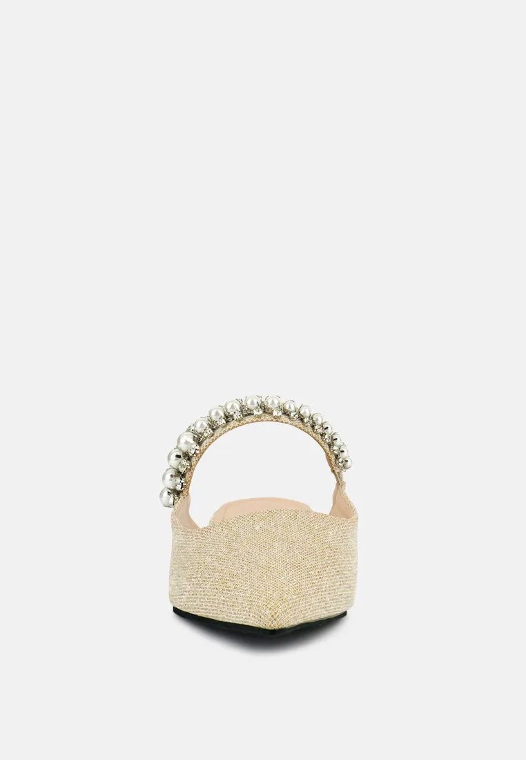 Geode Pearl Embellished Slip On Mules By Ruw