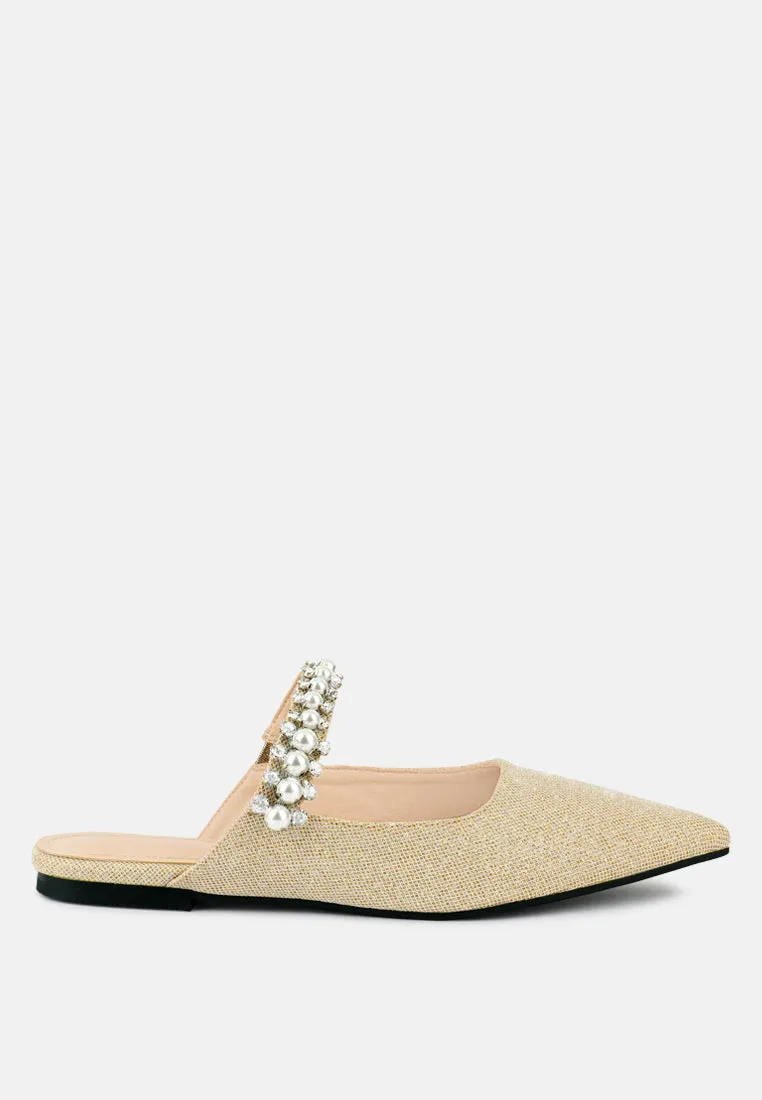 Geode Pearl Embellished Slip On Mules By Ruw