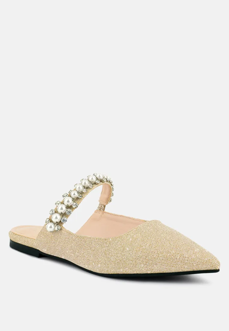 Geode Pearl Embellished Slip On Mules By Ruw