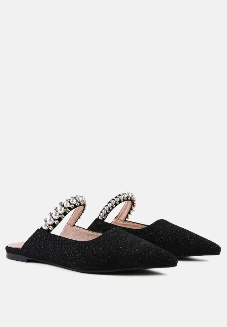 Geode Pearl Embellished Slip On Mules By Ruw