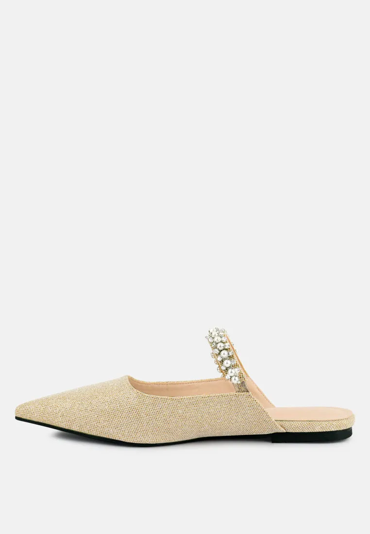 Geode Pearl Embellished Slip On Mules By Ruw