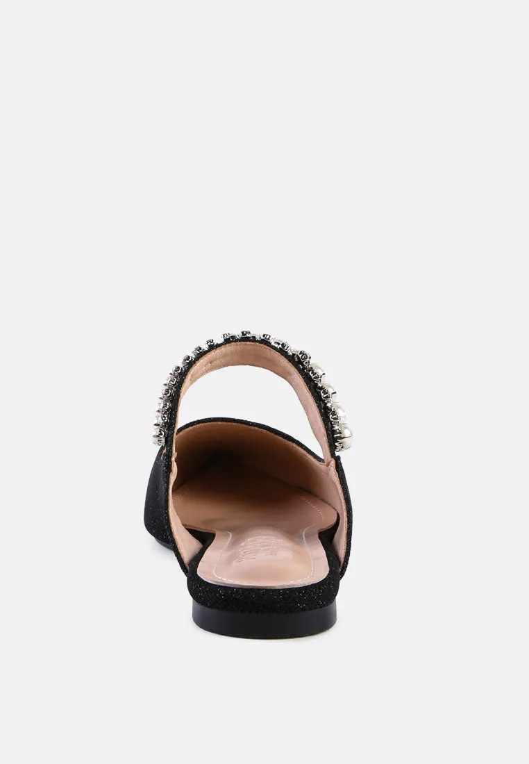 Geode Pearl Embellished Slip On Mules By Ruw