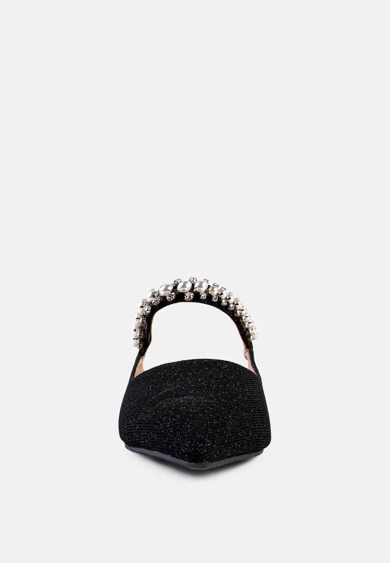 Geode Pearl Embellished Slip On Mules By Ruw