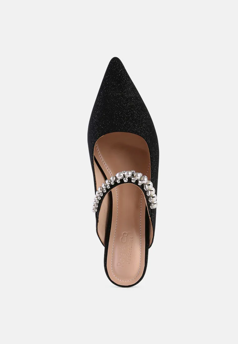 Geode Pearl Embellished Slip On Mules By Ruw