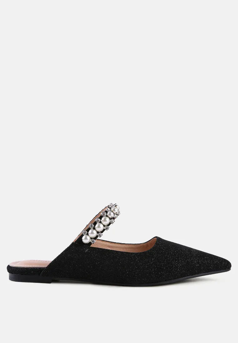 Geode Pearl Embellished Slip On Mules By Ruw