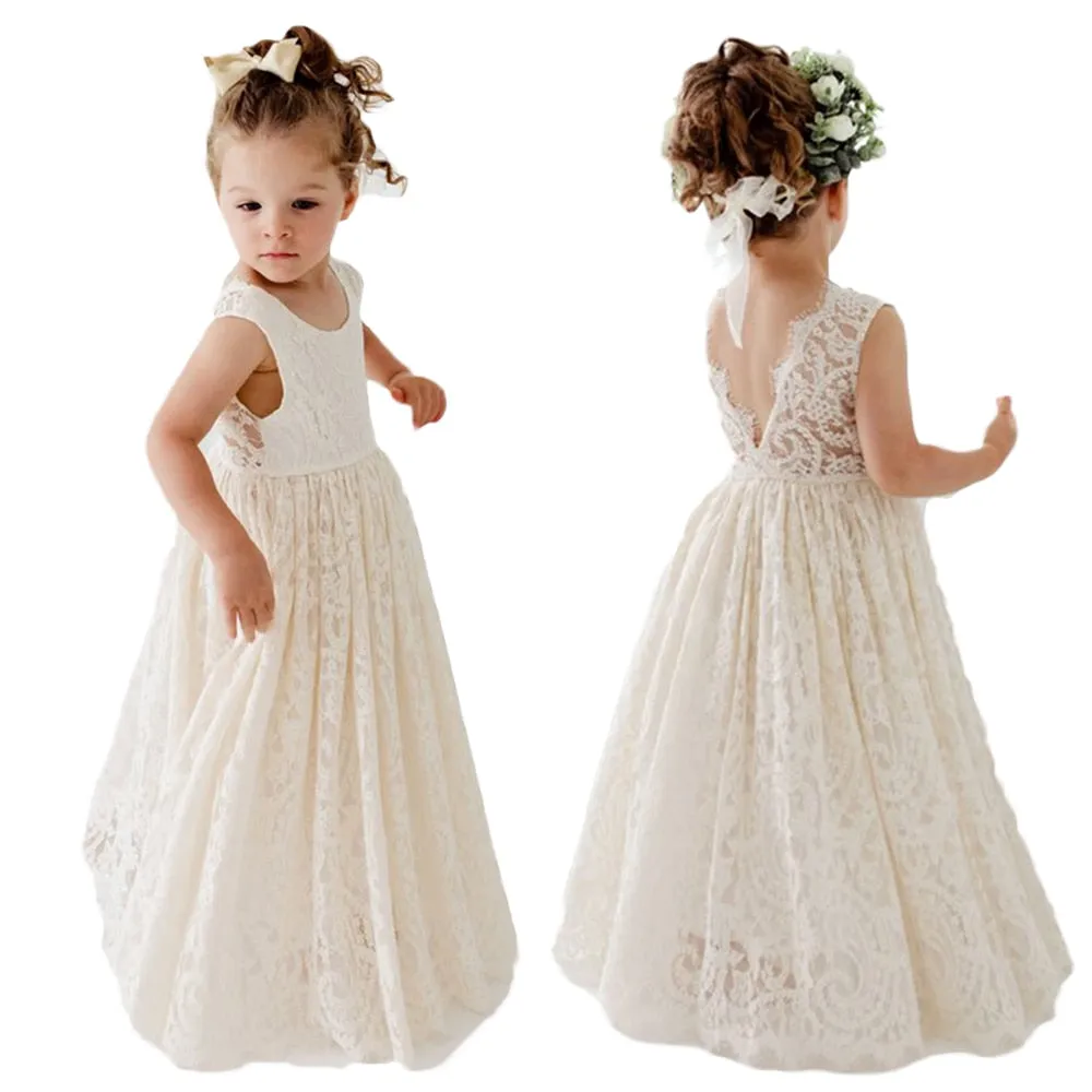 Girls Cotton Lace Party Dress