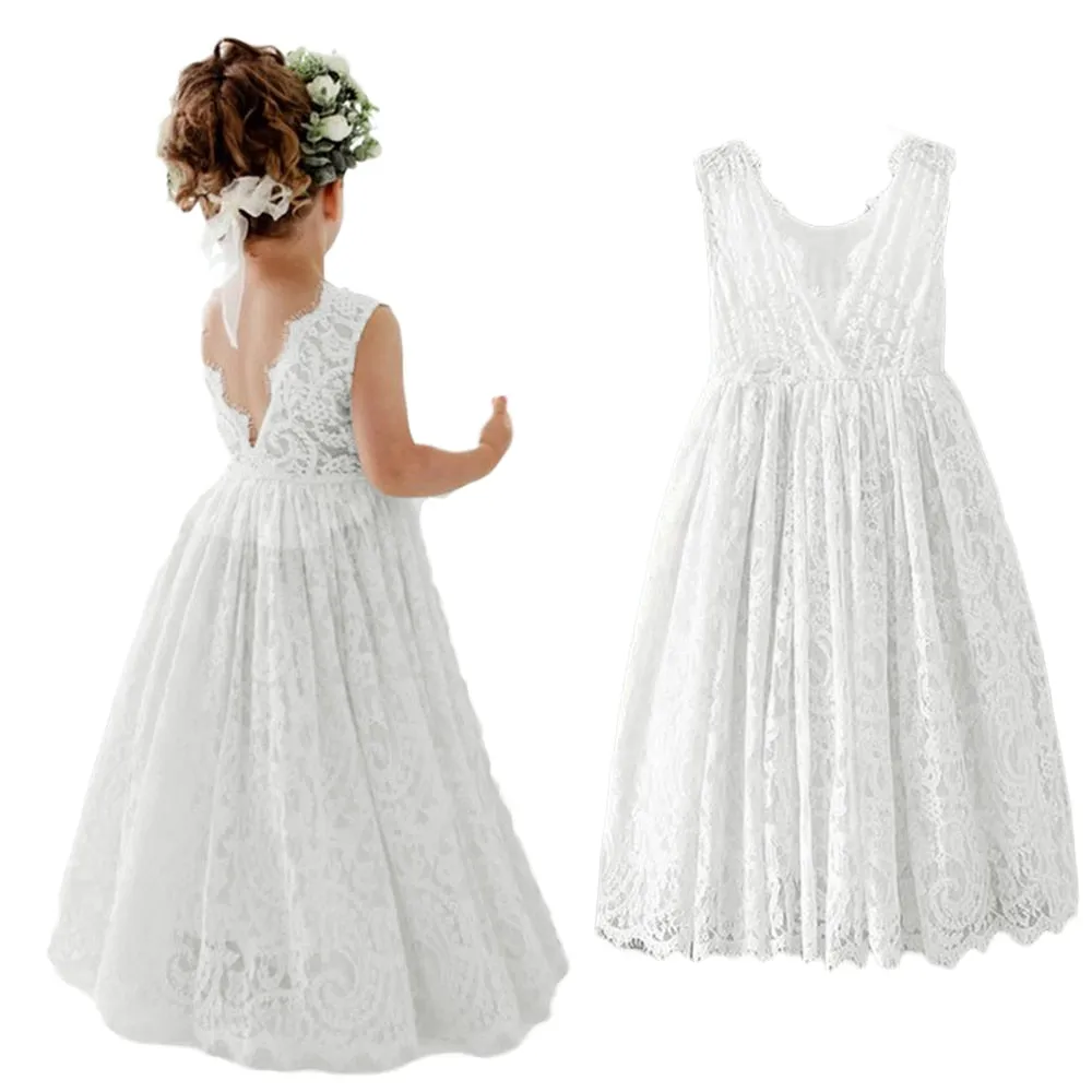 Girls Cotton Lace Party Dress