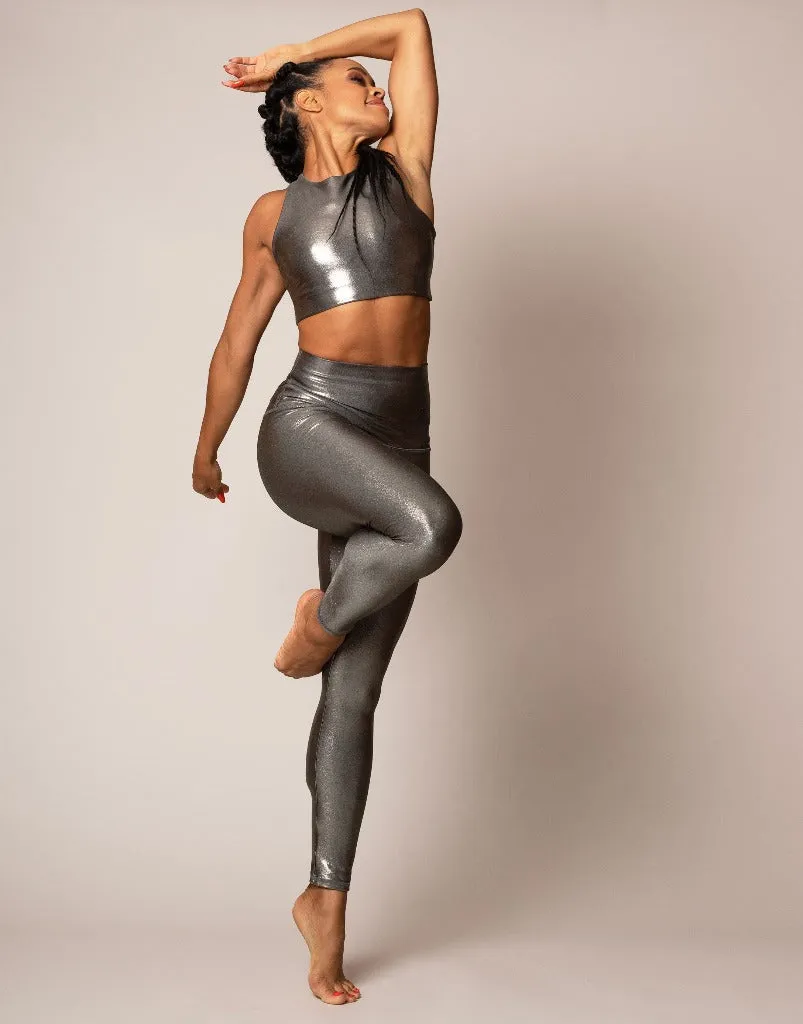 Gunmetal Shimmer Crop