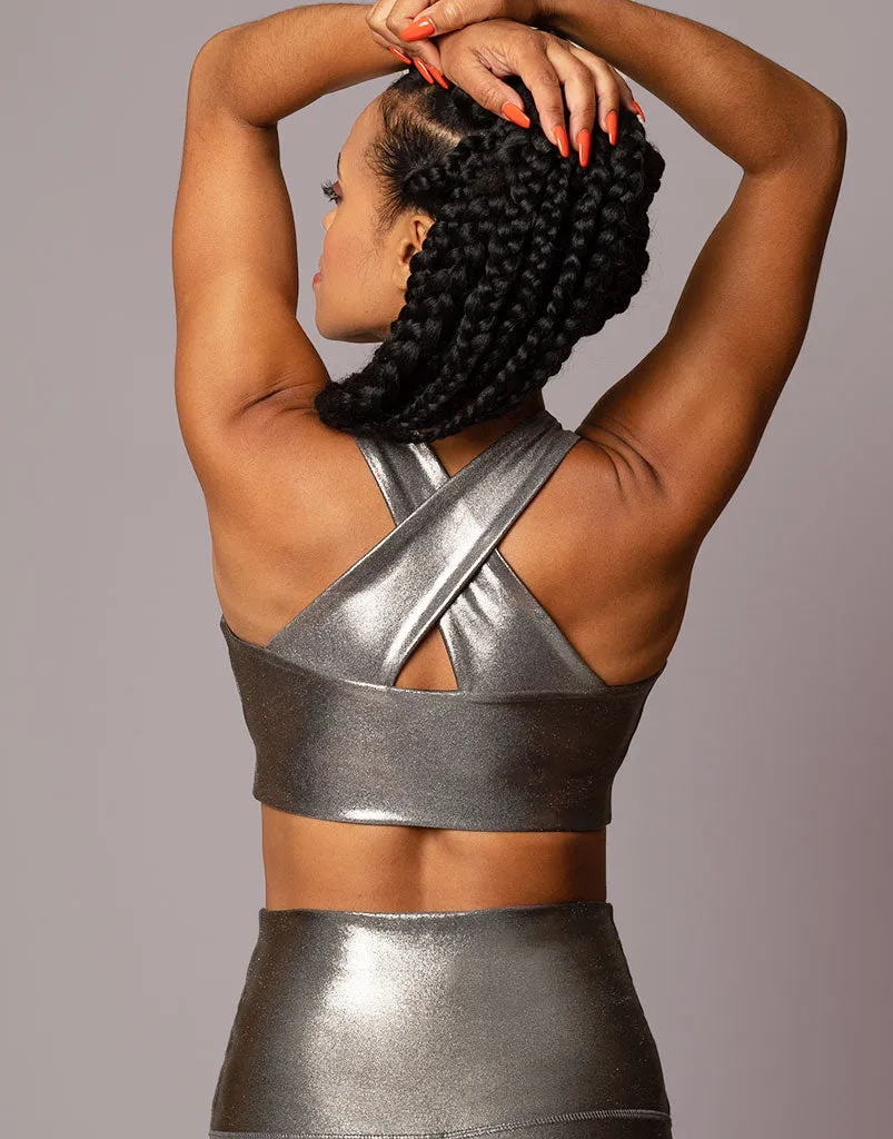 Gunmetal Shimmer Crop