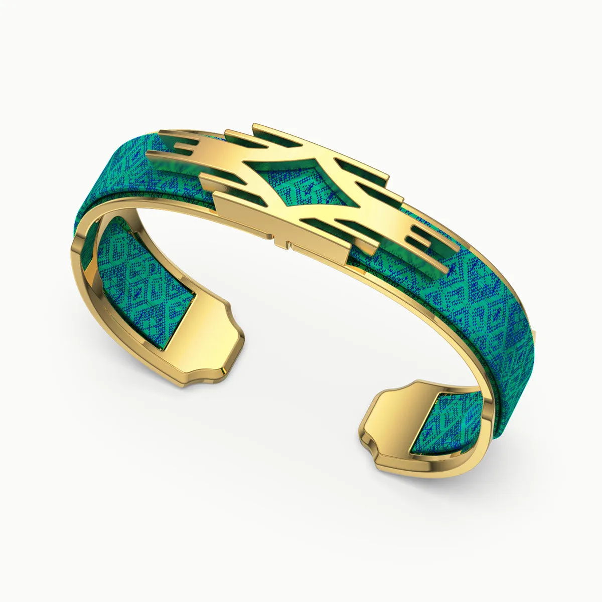 Ikat Silk Cuff - Andaman Green